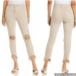 NWT L’AGENCE High Line Skinny High Rise Jeans Biscuit Destruct Size 26 Raw Hem